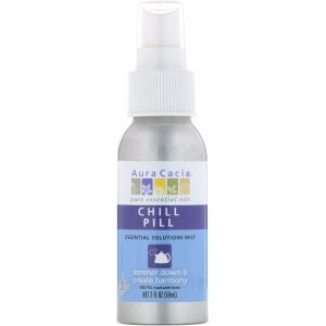 Aura Cacia, Chill Pill, Bruma de Soluções Essenciais, 2 fl oz (59 ml)