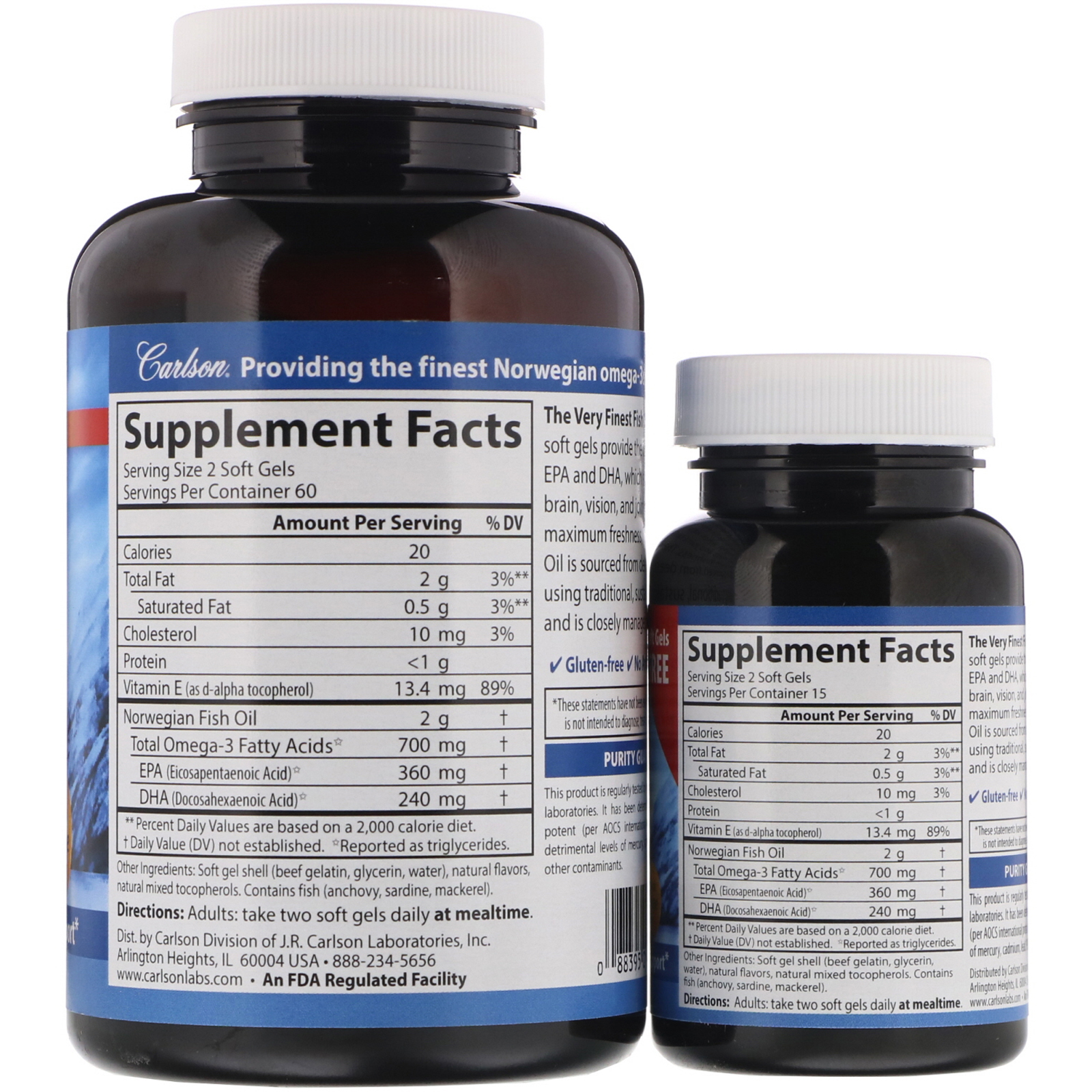 Carlson Labs, The Very Finest Fish Oil, Natural Orange Flavor, 700 mg, 120 Cápsulas Softgel + 30 Gratuitas - Imagem 2