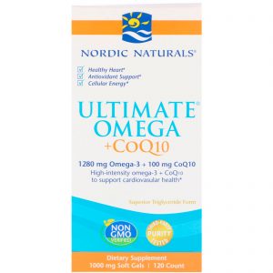 Nordic Naturals, Ultimate Omega + CoQ10, 1.000 mg, 120 Cápsulas Softgel