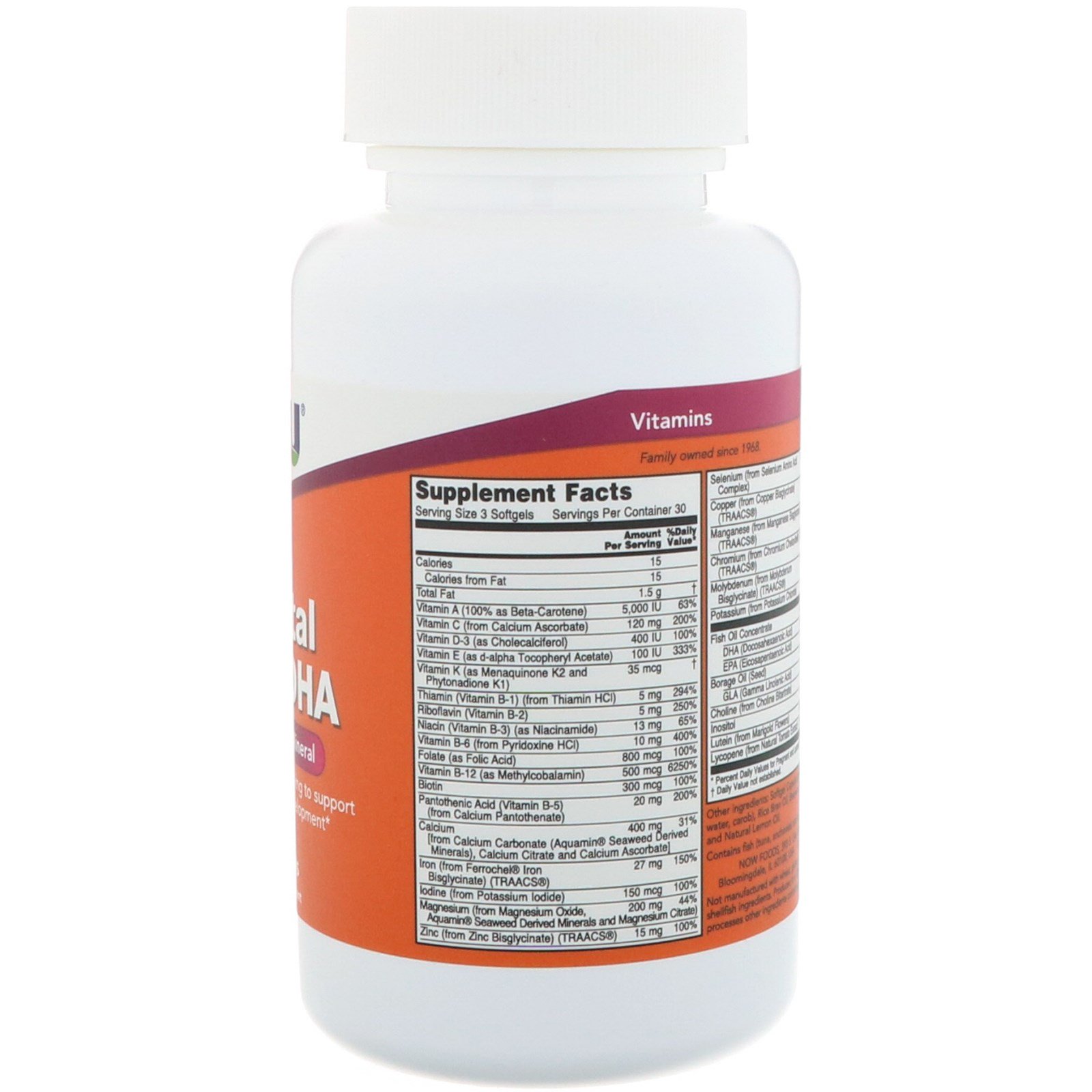 Now Foods, Géis Pré-natal + DHA, 90 Cápsulas Softgel - Imagem 2