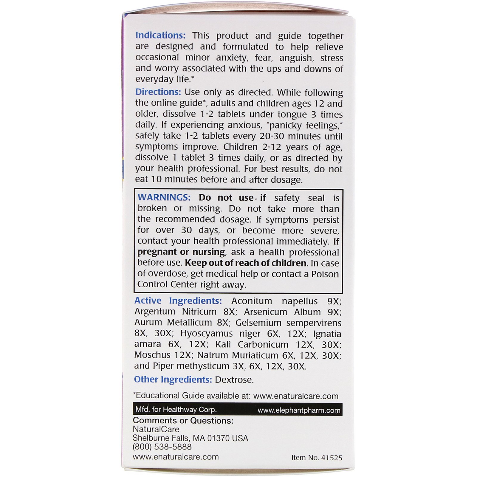 NaturalCare, Alívio da ansiedade, 120 tabletes sublinguais - Imagem 2