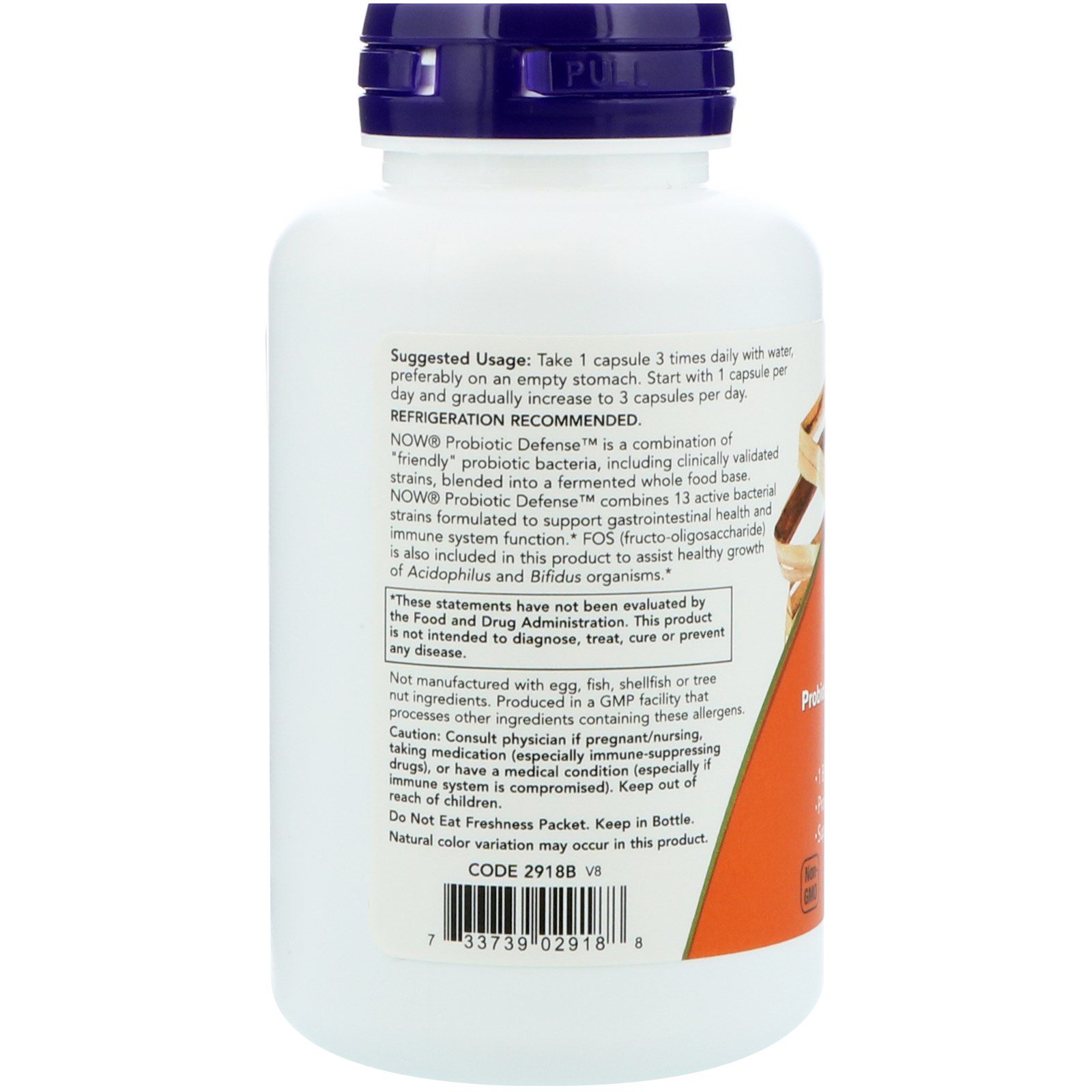 Now Foods, Probiotic Defense, 90 Cápsulas Vegetais - Imagem 3