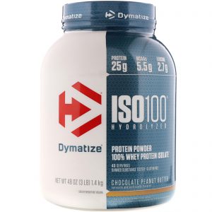 Dymatize Nutrition, ISO 100 Hidrolisado, 100% Isolado de Proteína Whey, Manteiga de Amendoim e Chocolate, 1,4 kg (3 lb)