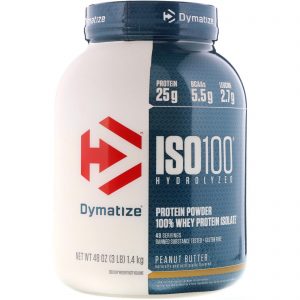 Dymatize Nutrition, ISO 100 Hidrolisado, 100% isolado de proteína Whey, Manteiga de Amendoim, 48 oz (1,4 kg)