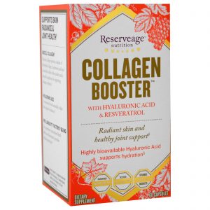 ReserveAge Nutrition, Collagen Booster, com Ácido Hialurônico e Resveratrol, 60 Cápsulas
