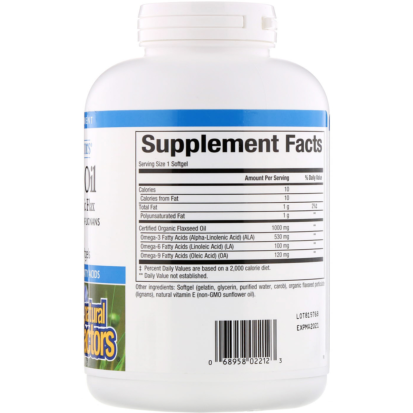 Natural Factors, Omega Factors, Óleo de Semente de Linhaça, 1000 mg, 360 cápsulas softgel - Imagem 2