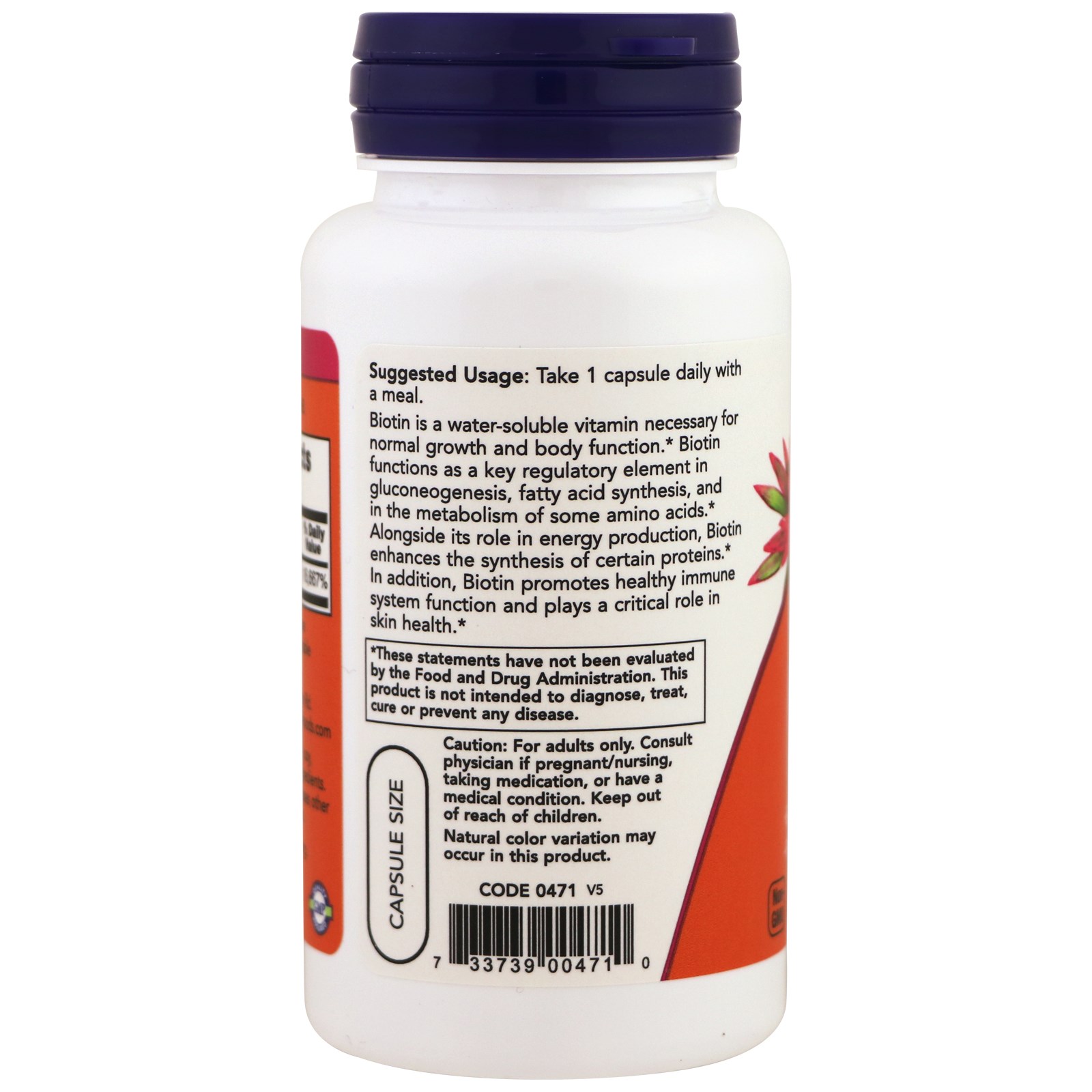 Now Foods, Biotina, 5.000 mcg, 60 Cápsulas Vegetais - Imagem 3