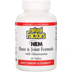 Natural Factors, Fórmula NEM com Glucosamina Para os Joelhos e Juntas, 60 Comprimidos