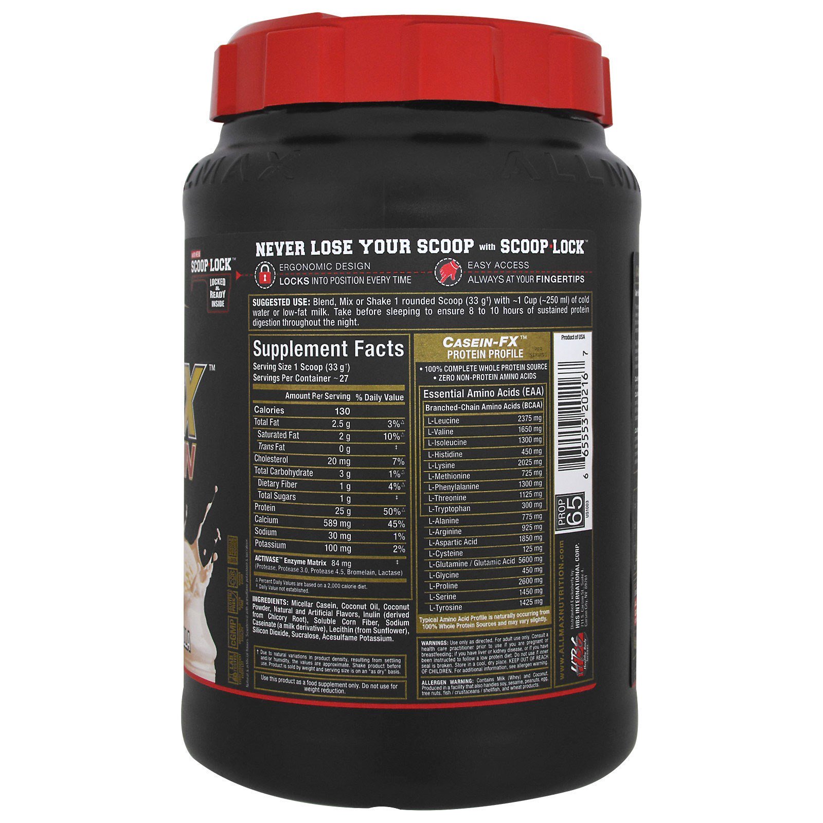 ALLMAX Nutrition, CaseinFX, 100% Proteína Micelar de Caseína, Baunilha, 907 g - Imagem 2