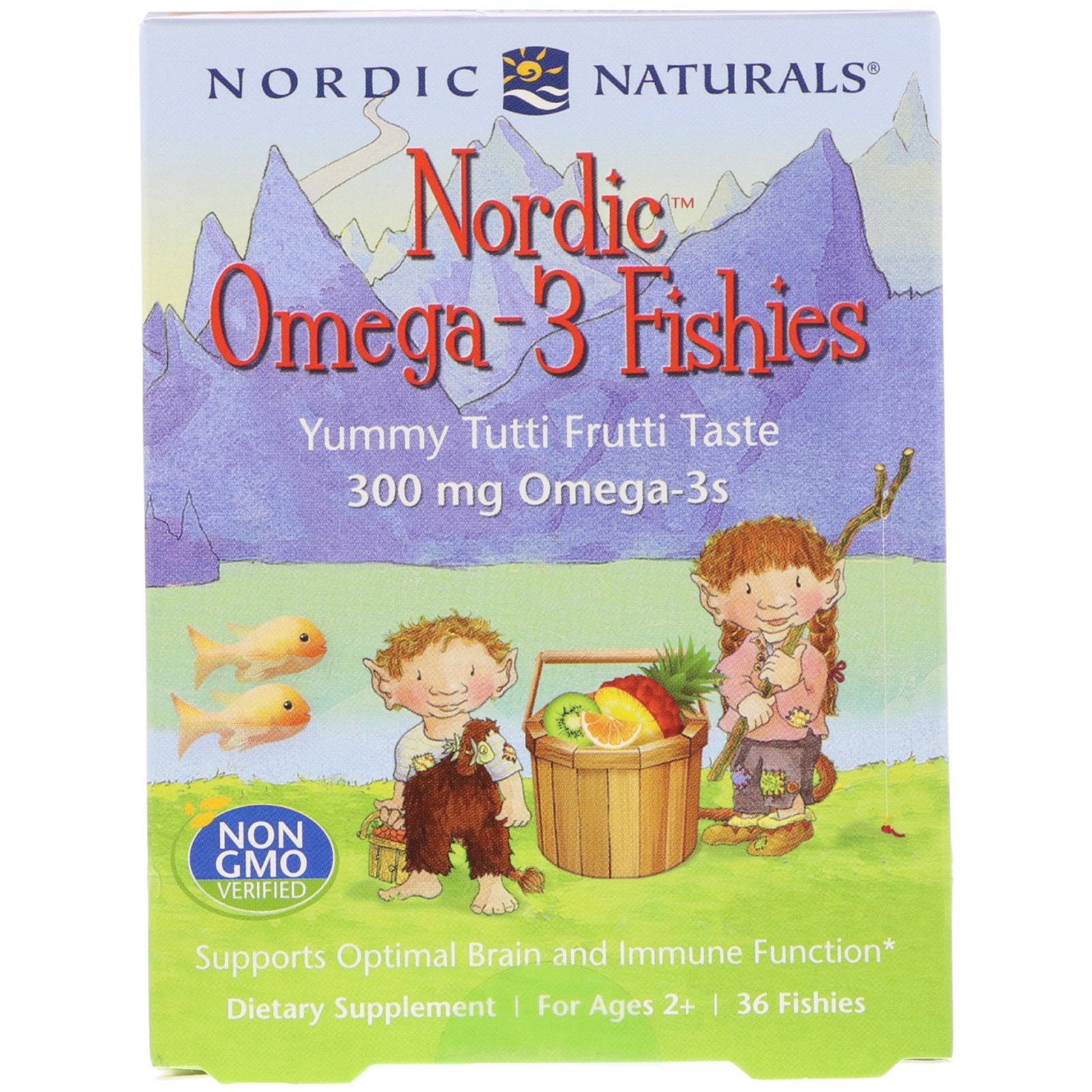 Nordic Naturals, Nordic Omega-3 Fishies, Sabor de Tutti Frutti Delicioso, Para Idades Acima de 2 Anos, 300 mg, 36 Peixes