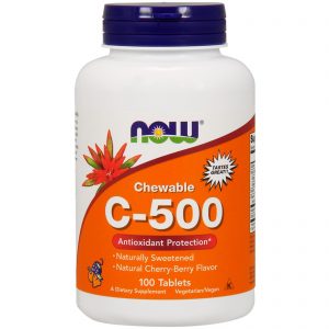 Now Foods, Mastigável C-500, Sabor Cherry-Berry, 100 Comprimidos