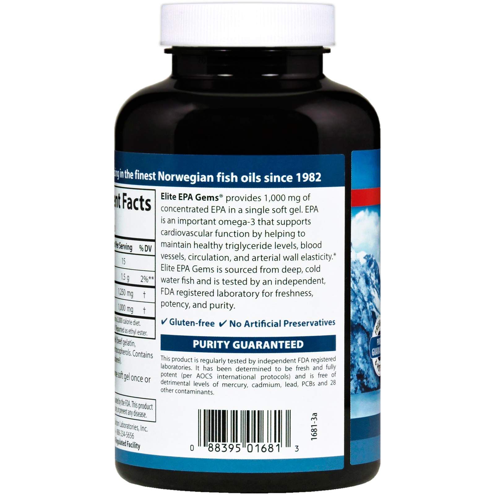 Carlson Labs, EPA Gems Elite, 1000 mg, 120 Cápsulas Gelatinosas - Imagem 3