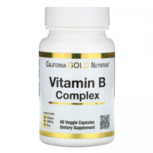 California Gold Nutrition, Complexo B, Complexo Essencial de Vitamina B, 60 Cápsulas Vegetais