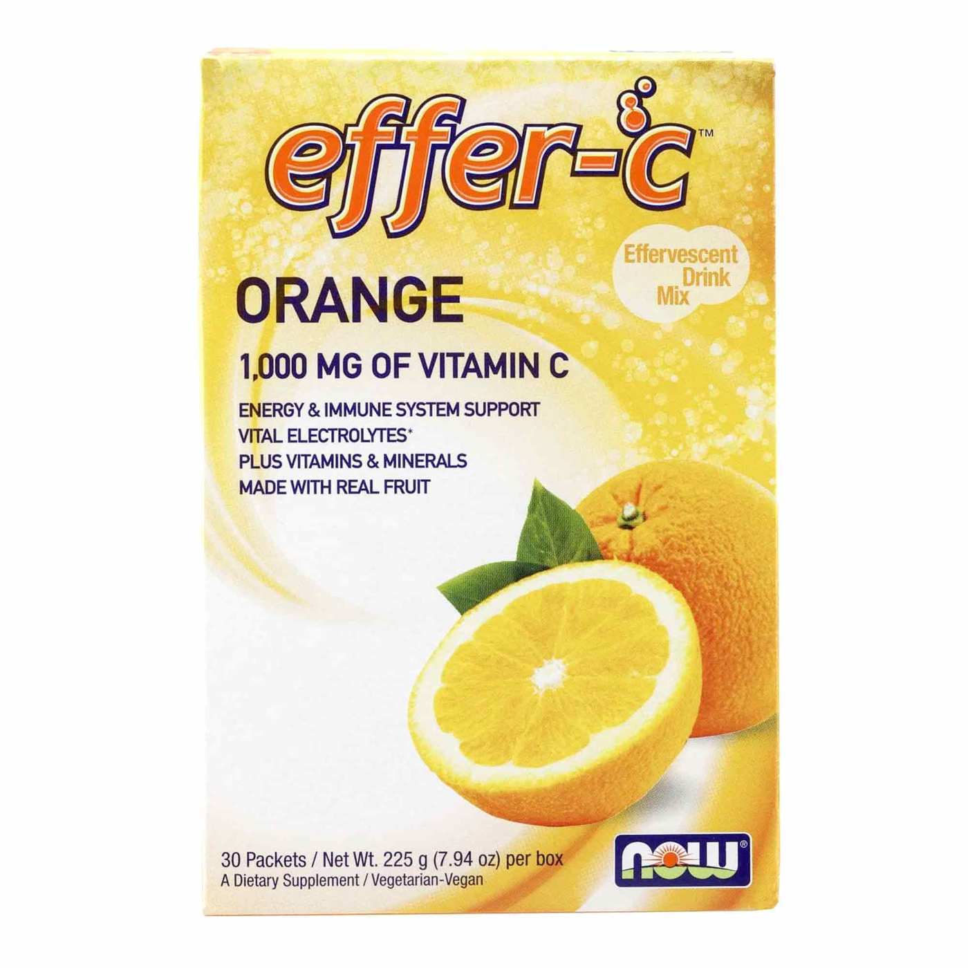 Now Foods, Effer-C™, Laranja - 30 Pacotes