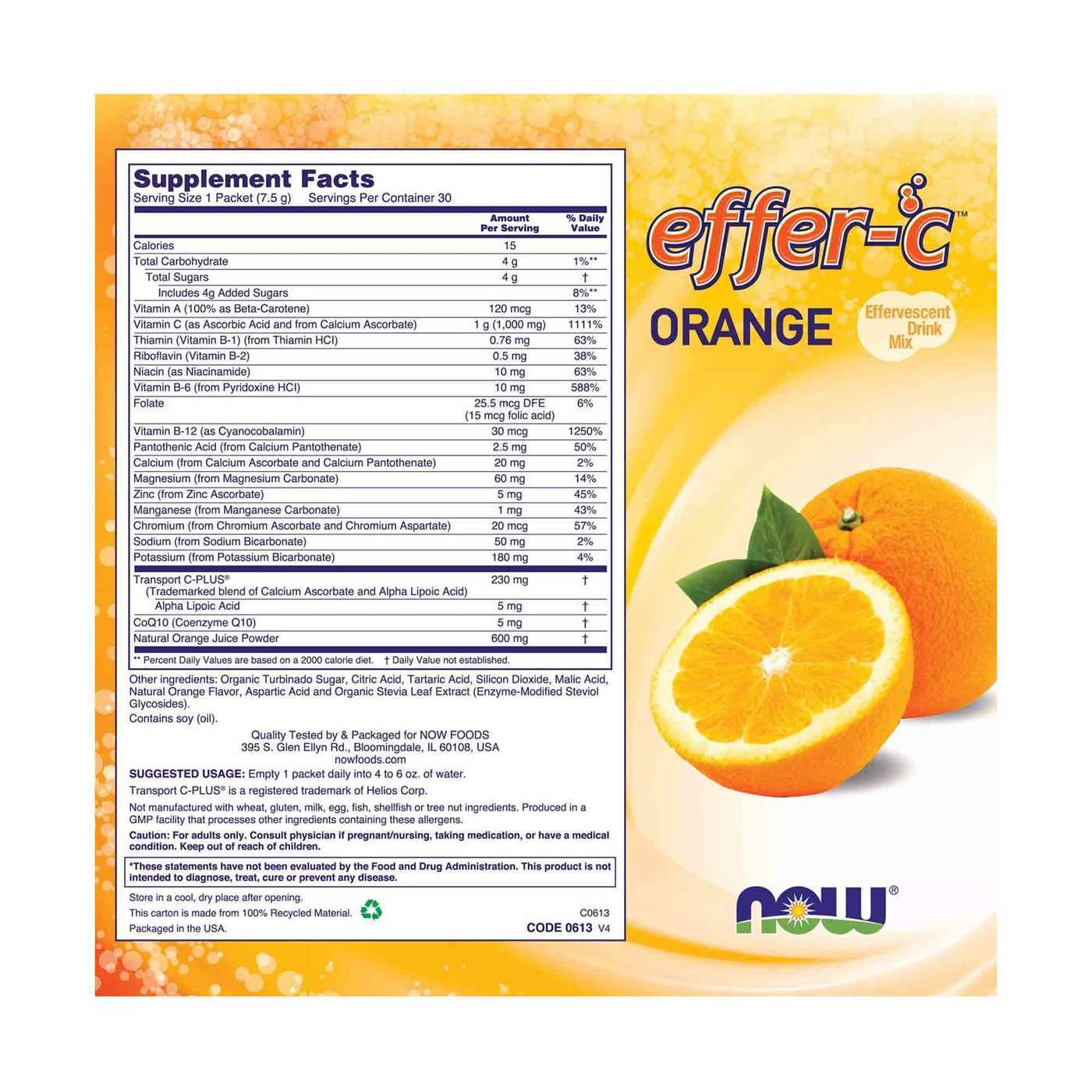 Now Foods, Effer-C™, Laranja - 30 Pacotes - Imagem 4