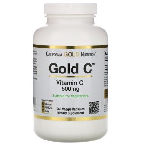 California Gold Nutrition, Gold C, Vitamina C, 500 mg, 240 Cápsulas Vegetais