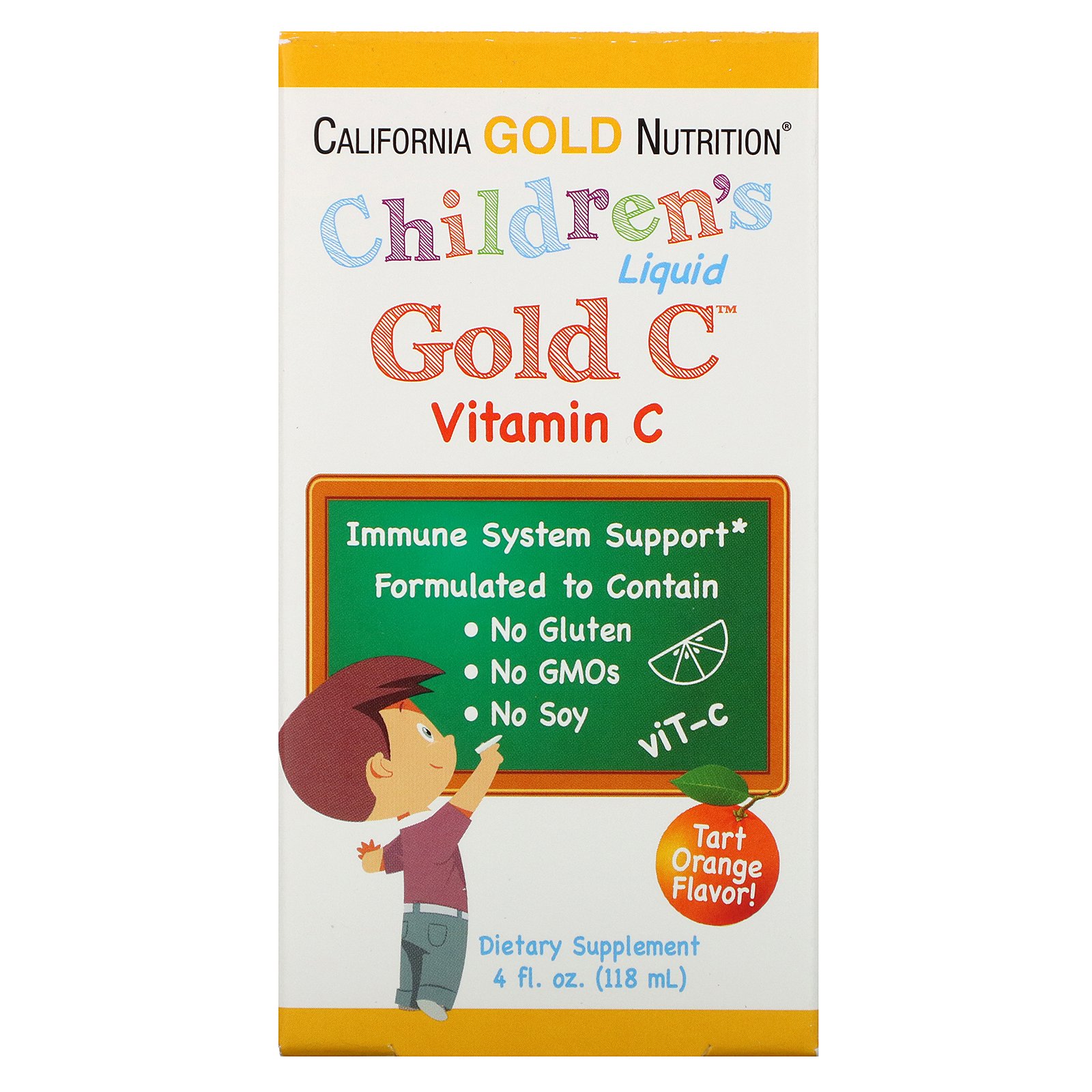 California Gold Nutrition, Children’s Liquid Gold C, Vitamina C, Classe USP, Sabor Natural de Laranja, 118 ml (4 fl oz)