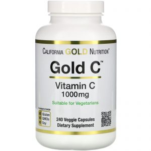 California Gold Nutrition, Gold C, Vitamina C, 1.000 mg, 240 Cápsulas Vegetais