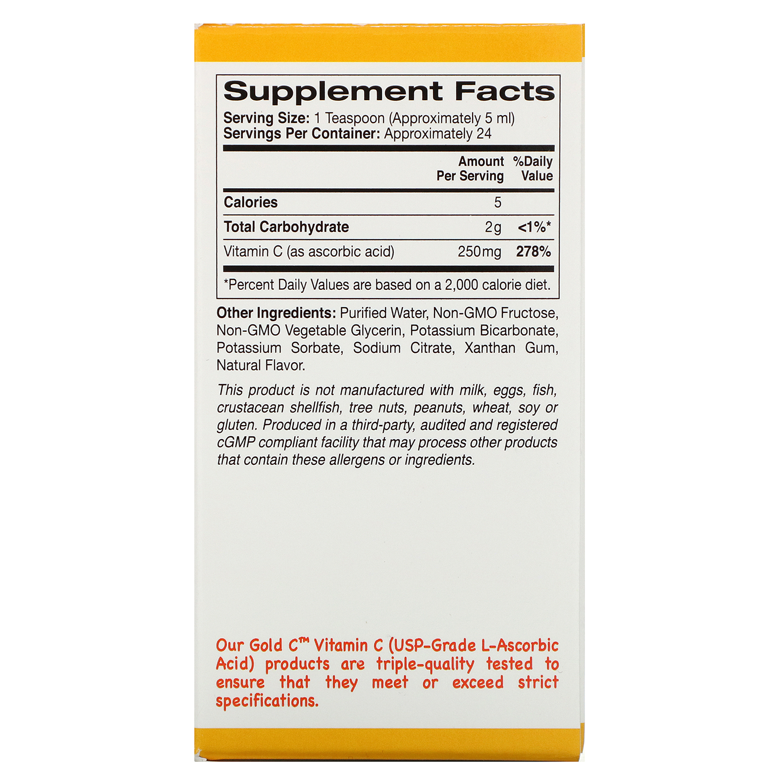 California Gold Nutrition, Children’s Liquid Gold C, Vitamina C, Classe USP, Sabor Natural de Laranja, 118 ml (4 fl oz) - Imagem 2