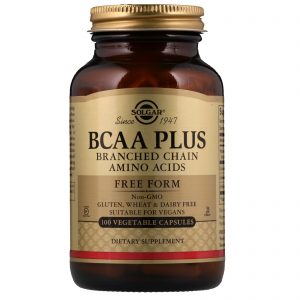 Solgar, BCAA Plus, Forma Livre, 100 Cápsulas Vegetais