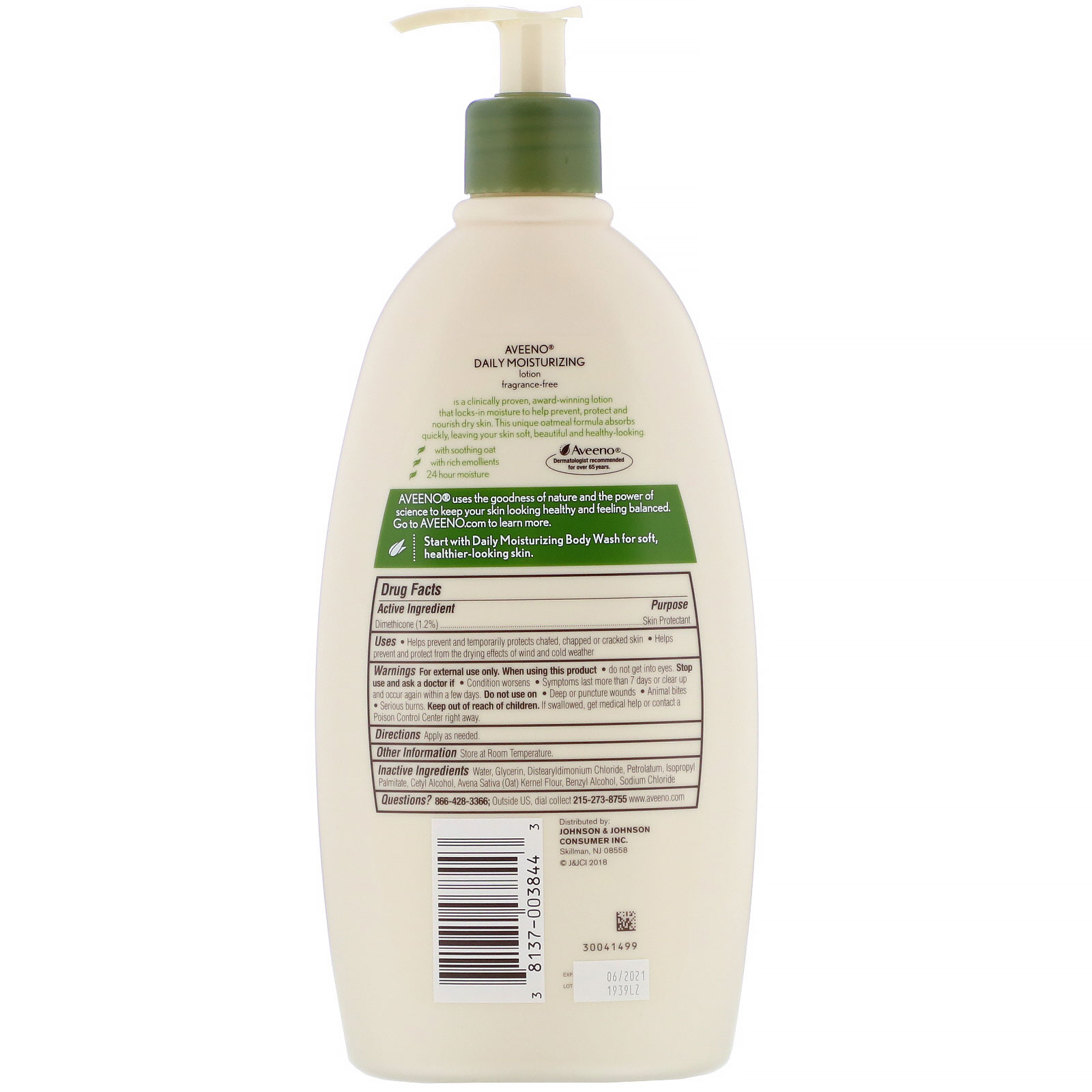 Aveeno, Active Naturals, Loção Hidratante Diária, 532 ml (18 fl oz) - Imagem 2