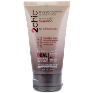 Giovanni, 2chic, Shampoo Ultraelegante, Todos os Tipos de Cabelos, Queratina Brasileira e Óleo de Argan, 1,5 fl oz (44 ml)