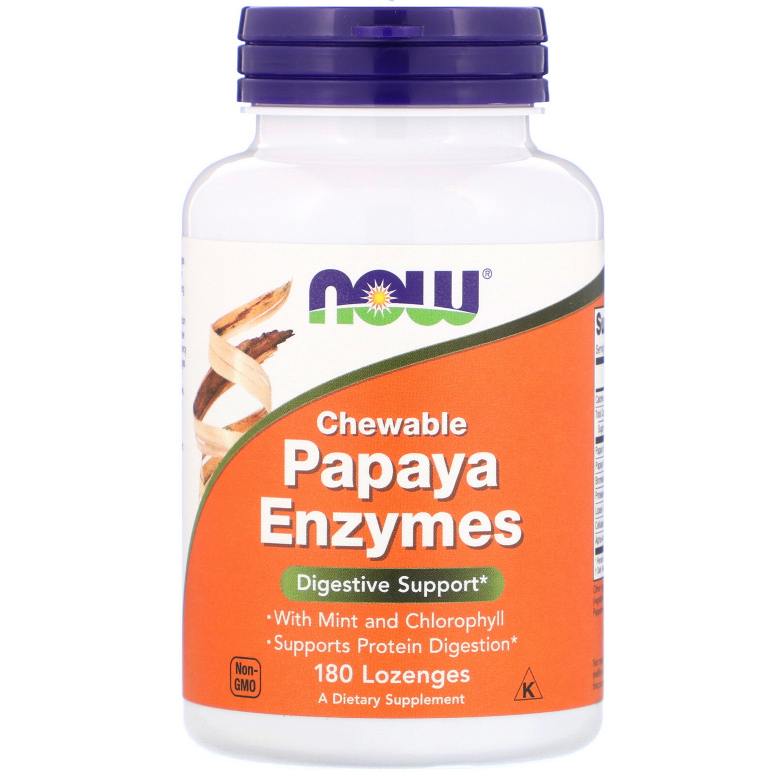 Now Foods, Enzimas de Papaia Mastigável, 180 Pastilhas