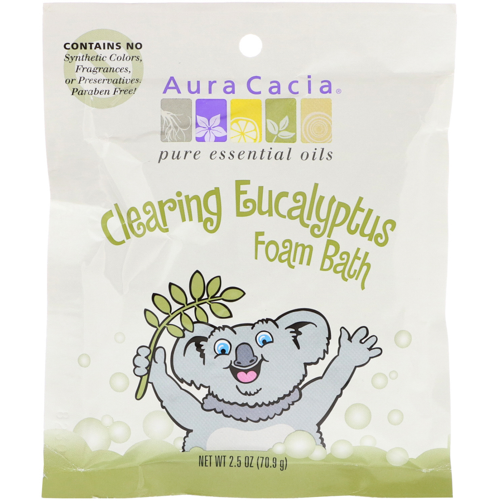 Aura Cacia, Banho de Espuma, Eucalipto Clareador, 2.5 oz (70,9 g)