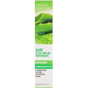 Desert Essence, Creme Dental de Aloe e Óleo de Melaleuca, Hortelã, 6,25 oz (176 g)