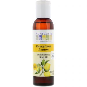 Aura Cacia, Óleo Corporal de Aromaterapia, Limão Energizante, 4 fl oz (118 ml)