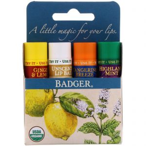 Badger Company, Bastões de Bálsamo Labial Clássicos, 4 Bastões, 0,15 oz (4,2 g) Cada