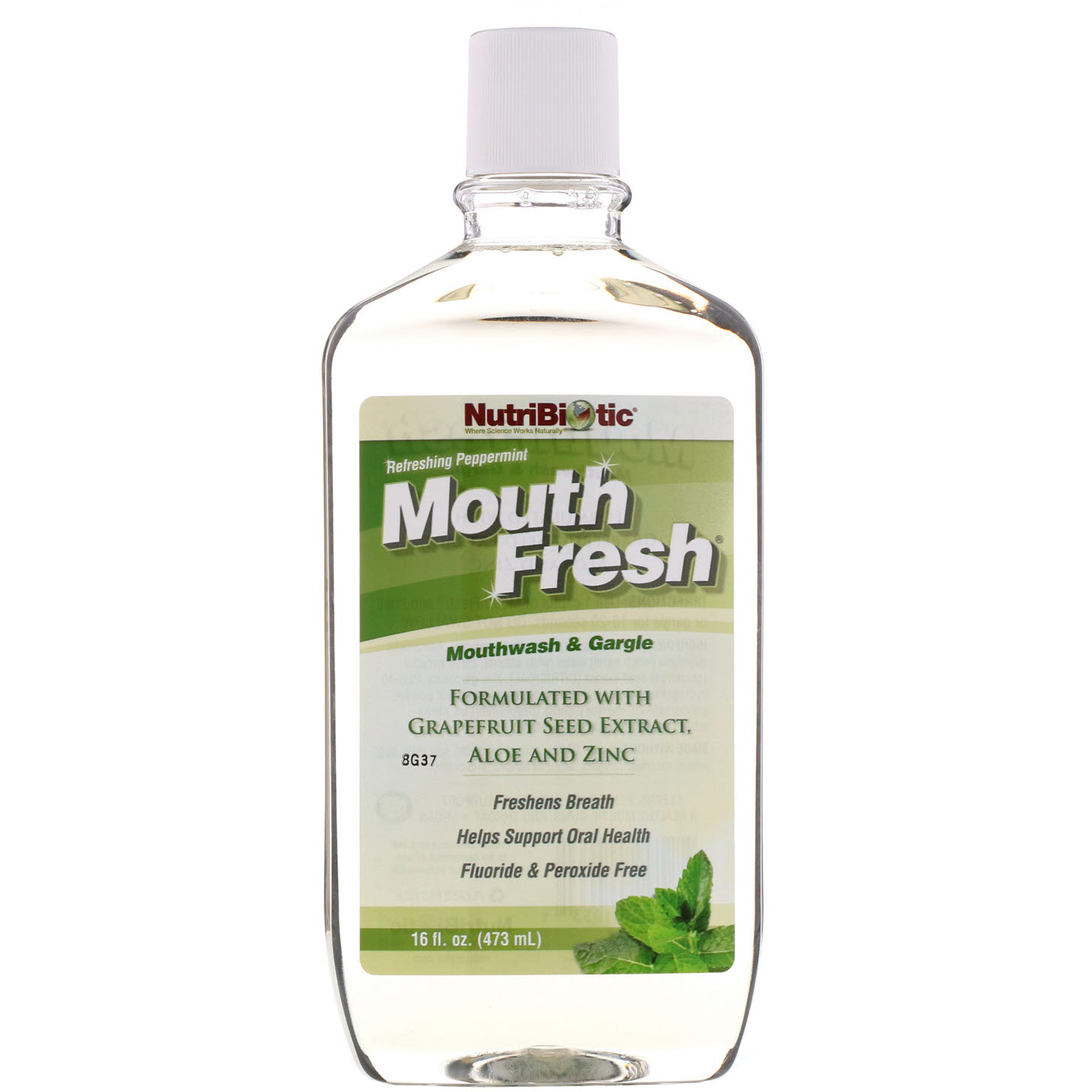 NutriBiotic, Boca Fresca, Enxaguatório Bucal e Gargarejo, Menta Refrescante, 16 fl oz (473 ml)
