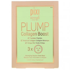 Pixi Beauty, Skintreats, Plump Collagen Boost, Volumizing Infusion Sheet Mask, 3 Sheets, 0.80 oz (23 g) Each