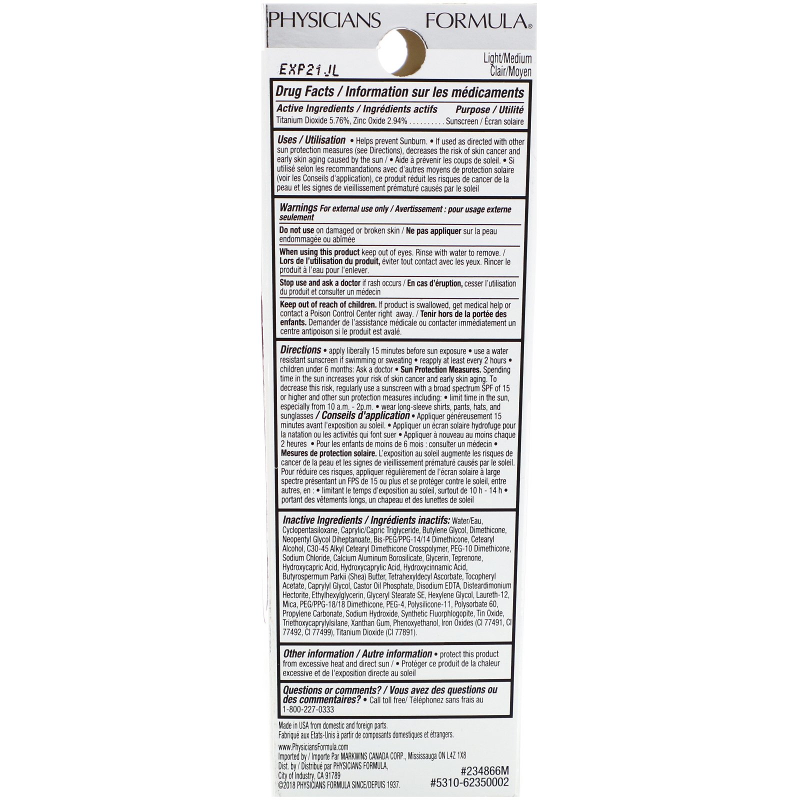 Physicians Formula, Super correção de cor+, correção de cor e cuidado + creme, FPS 30, leve/médio, 1,2 fl. oz. (35 mL) - Imagem 3