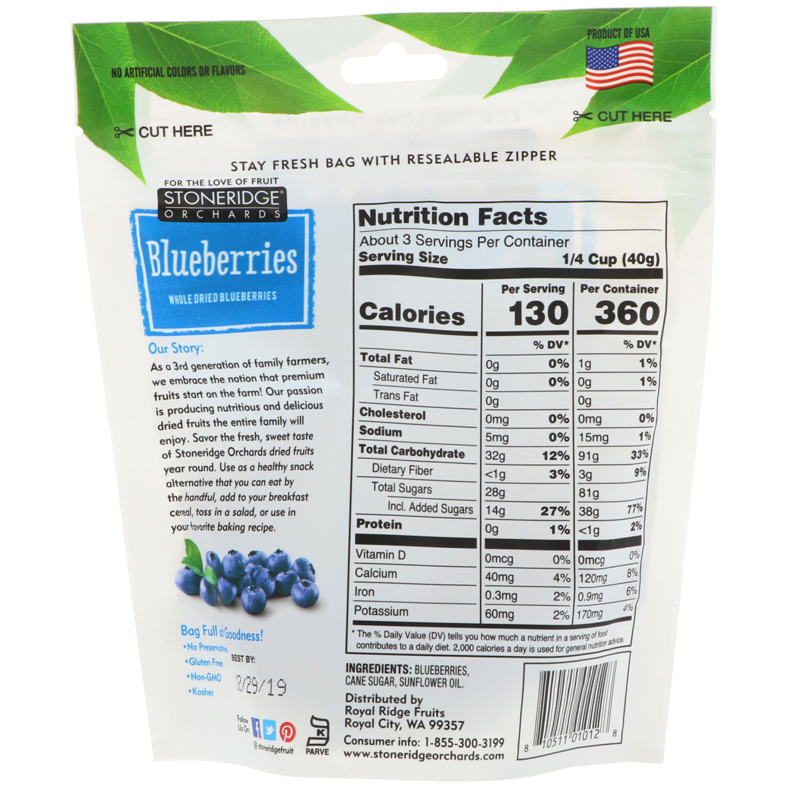 Stoneridge Orchards, Mirtilos, Mirtilos Inteiros Desidratados, 4 oz (113 g) - Imagem 2