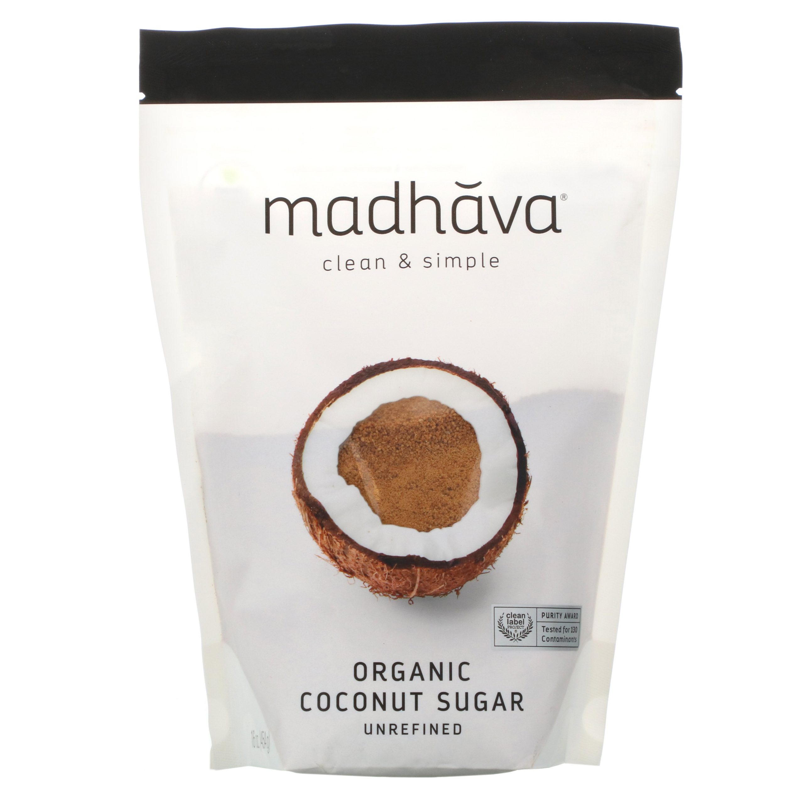 Madhava Natural Sweeteners, Açúcar de Coco Deliciosamente Orgânico, 1 lb (454 g)