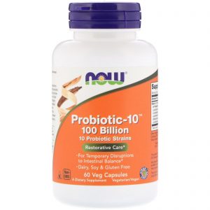 Now Foods, Probiotic-10, 100 Bilhões, 60 Cápsulas Vegetais