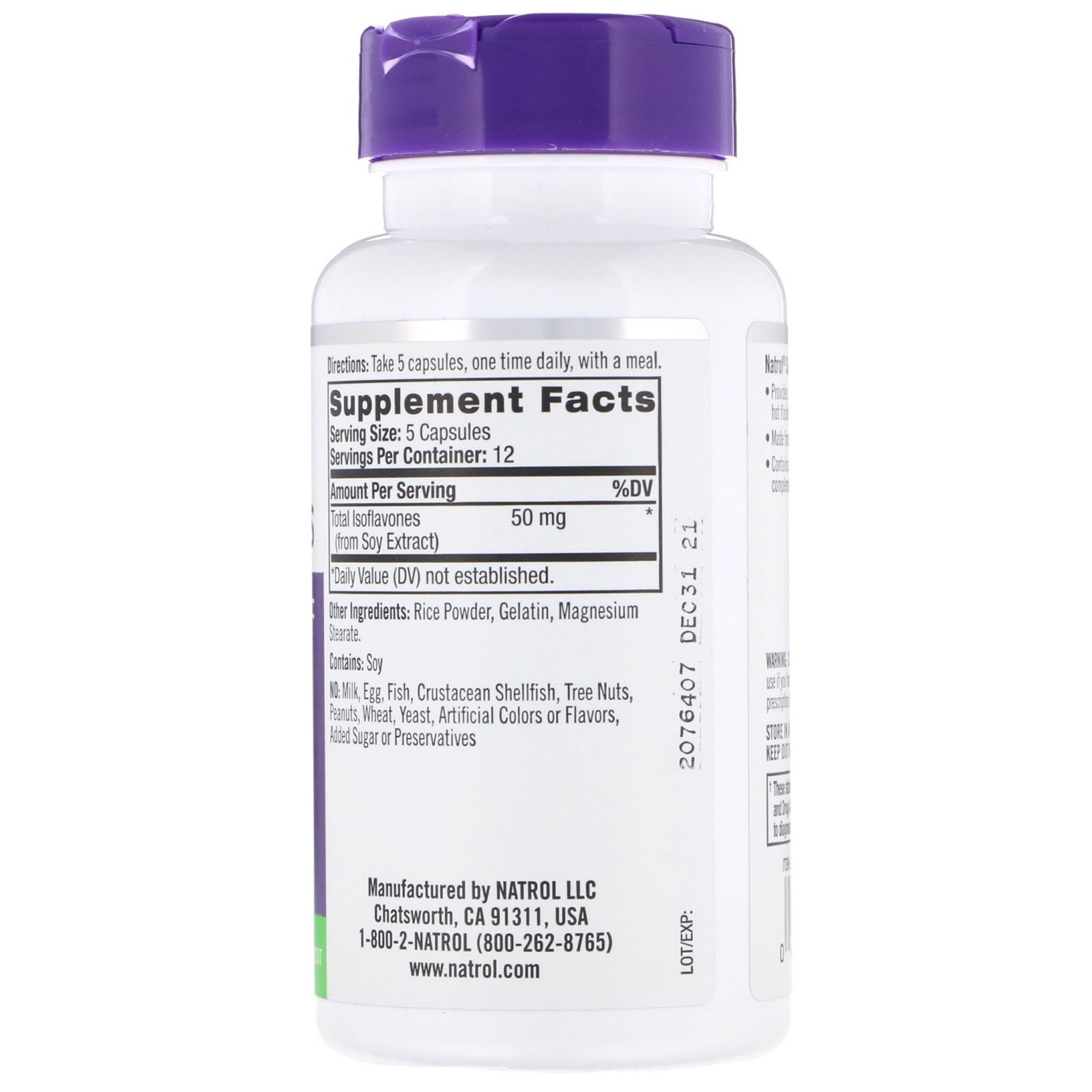 Natrol, Isoflavonas de Soja, 50 mg, 60 Cápsulas - Imagem 2