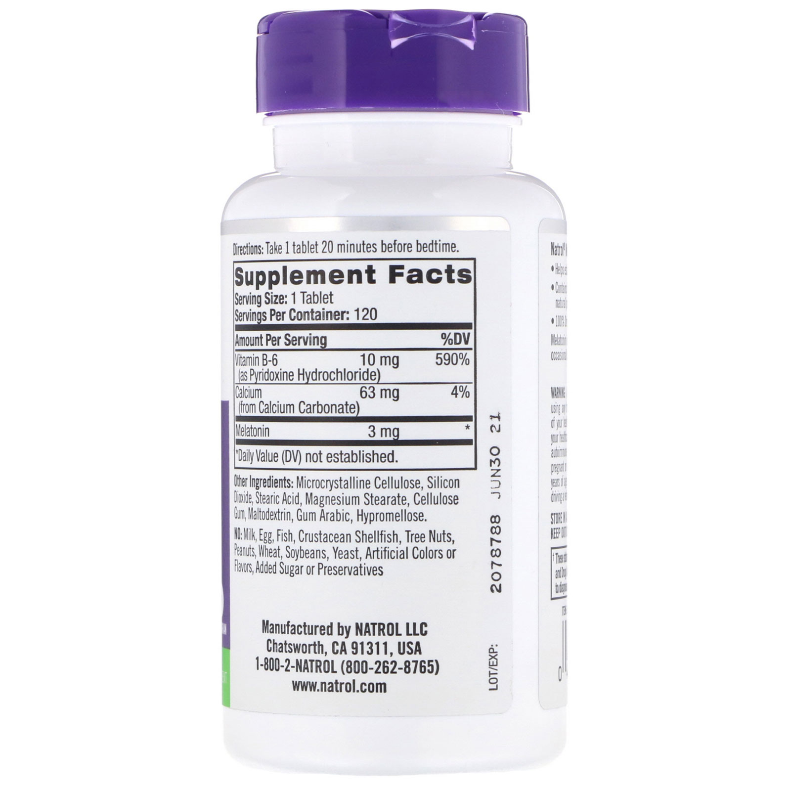 Natrol, Melatonina, 3 mg, 120 Comprimidos - Imagem 2