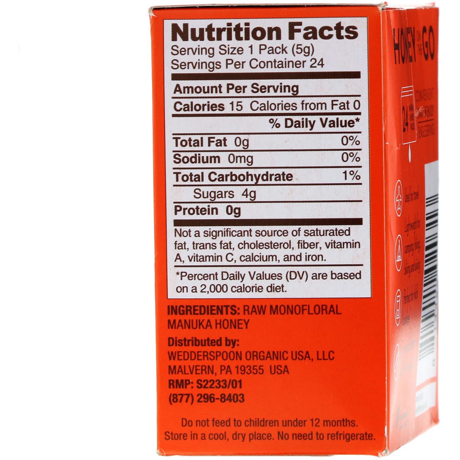 Wedderspoon, Mel de Manuka Monofloral Puro, Em Movimento, KFactor 16, 24 Pacotes, 5 g (0,2 oz) Cada - Imagem 2