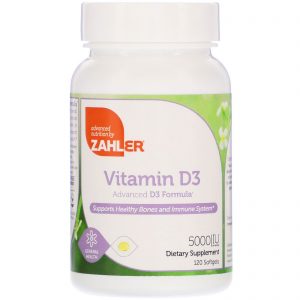 Zahler, Vitamina D3, Fórmula D3 Avançada, 5.000 IU, 120 Cápsulas Gelatinosas