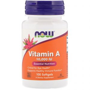 Now Foods, Vitamina A, 10.000 UI, 100 Cápsulas Softgel