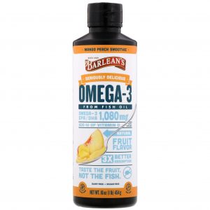 Barlean's, Seriously Delicious, Óleo de Peixe Ômega-3, Smoothie de Manga e Pêssego, 454 g (16 oz)