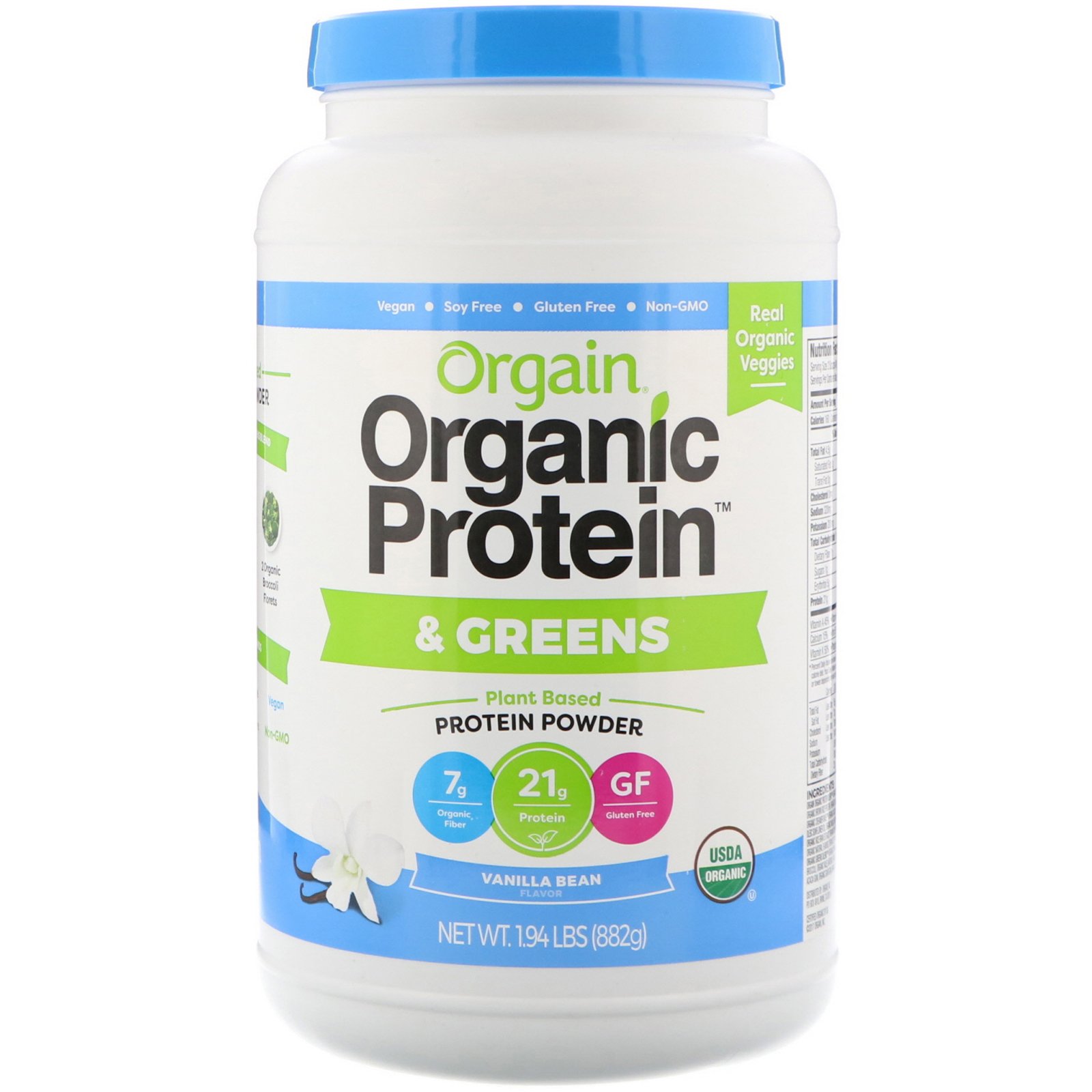 Orgain, Proteína Orgânica e Proteína de Verduras em Pó, Origem Vegetal, Fava de Baunilha, 882