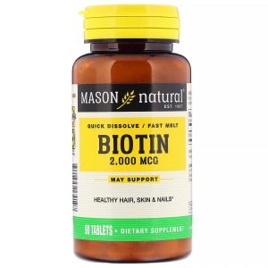 Mason Natural, Quick Dissolve, Fast Melt Biotin, 2,000 mcg, 90 Tablets