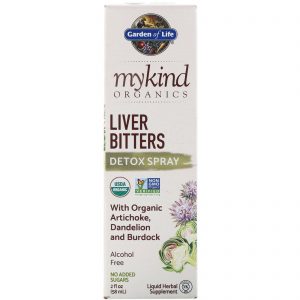 Garden of Life, Orgânicos MyKind, Spray Detox Amargo para o Fígado, 2 fl oz (58 ml)