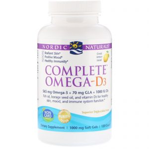 Nordic Naturals, Omega-D3 Completo, Limão, 1.000 mg, 120 Cápsulas Softgel