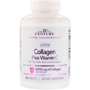 21st Century, Super Colágeno Mais Vitamina C, 6.000 mg, 180 Comprimidos