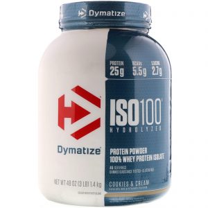 Dymatize Nutrition, ISO 100, Isolado de Proteína Whey 100% Hidrolisadas, Cookies & Cream, 1,36 kg (3 lbs)