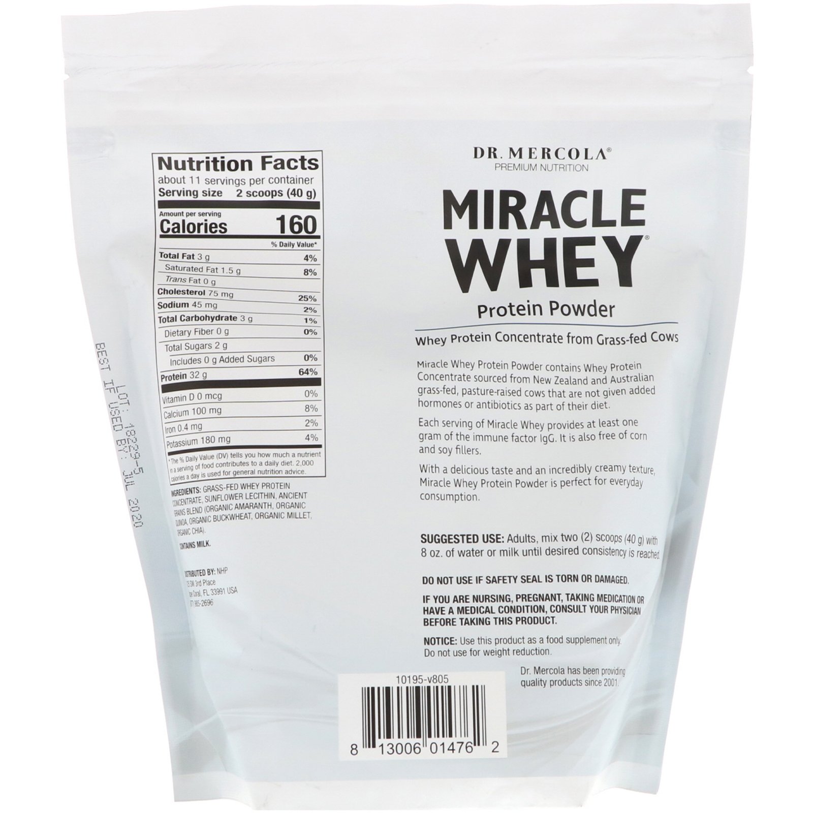 Dr. Mercola, Whey Protein Miracle em Pó, Original, 16 oz (454 g) - Imagem 2